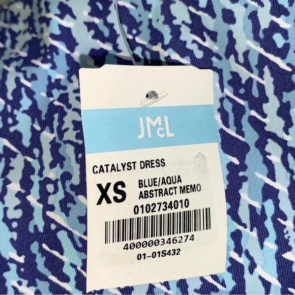 NWT J McLaughlin Catalyst Dress Catalina Cloth XS Blue Aqua Abstract Geo Print - Picture 6 of 10